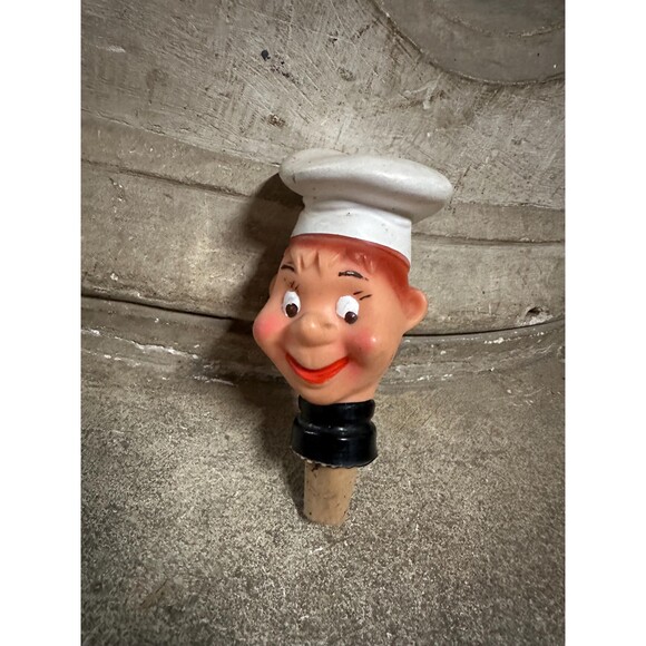 French Vintage Funny-Faced Chef Wine Bottle Stopper from Loire Valley - Picture 1 of 2